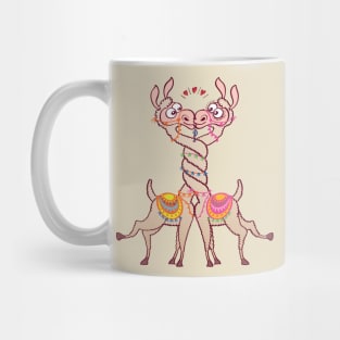 Llamas intertwining necks, falling in love and kissing passionately Mug